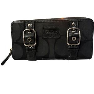 Coach Zoe Signature C Zip Around Jacquard Wallet/Clutch with Unbranded Dusty